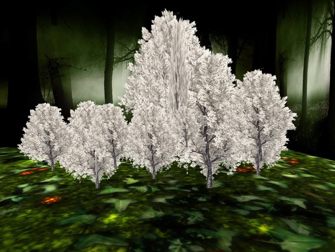 Panoramic blossoming cherry trees