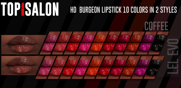 TOP1SALON - HD BURGEON LIPSTICK (Lelutka Evo) COFFEE BRIGHT
