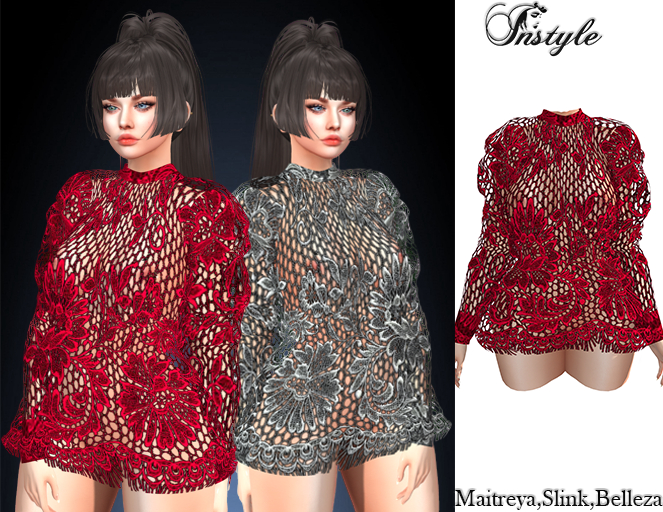 InStyle-Lace Tunic Red /Maitreya,Slink,Belleza/