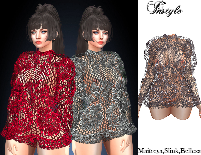 InStyle-Lace Tunic Purple beige /Maitreya,Slink,Belleza/
