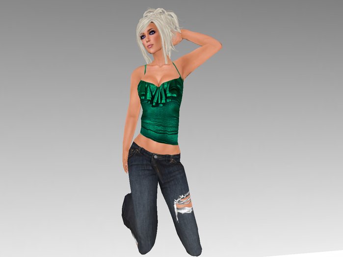!Trio! Ruffle top green