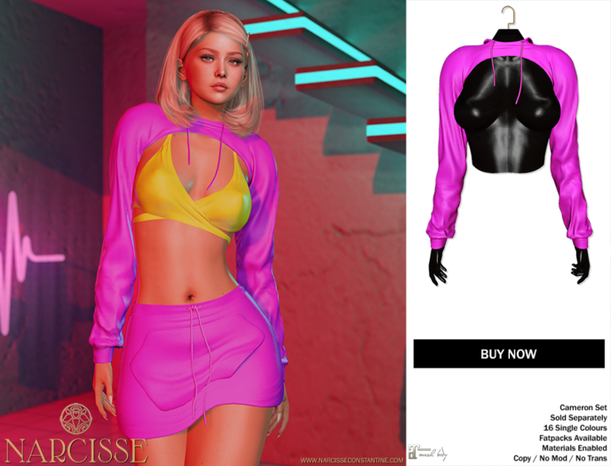 -Narcisse- ADD Cameron Cropped Hoodie - Neon Pink