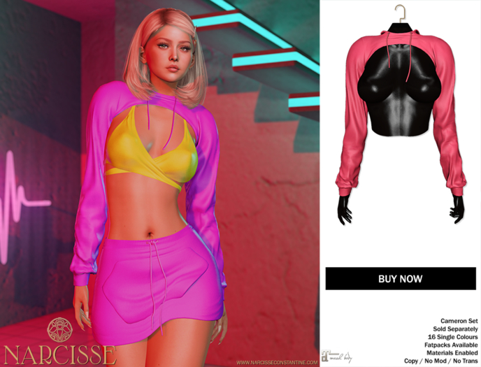 -Narcisse- ADD Cameron Cropped Hoodie - Coral