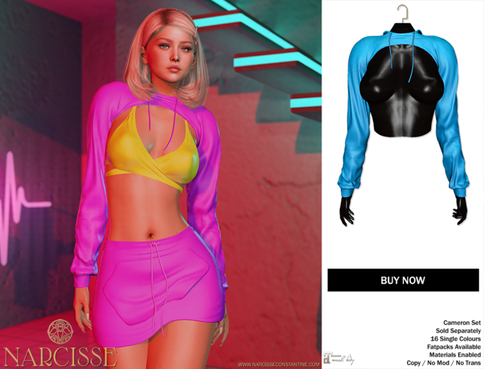 -Narcisse- ADD Cameron Cropped Hoodie - Azure