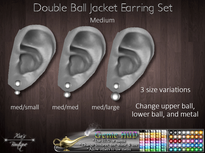 Double Ball Stud Jacket Earrings Set - Medium