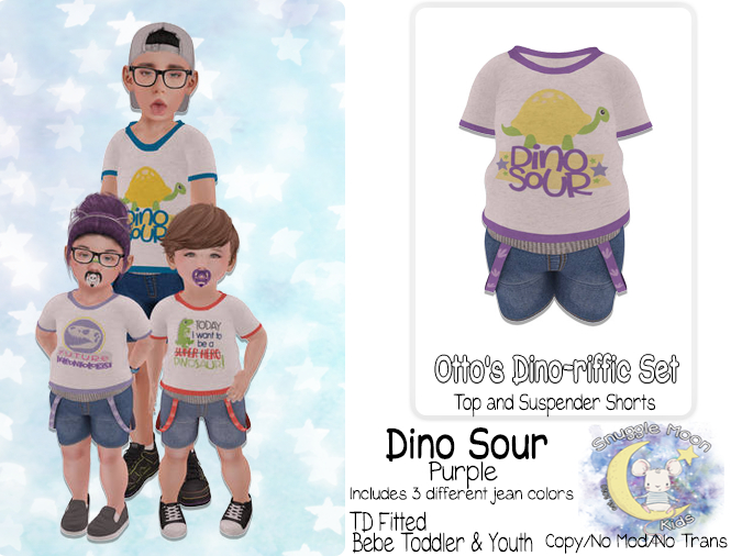 {SMK} Otto's Dino-riffic Set | Dino Sour - Purple | Bebe Toddler & Youth + Toddleedoo Fitted
