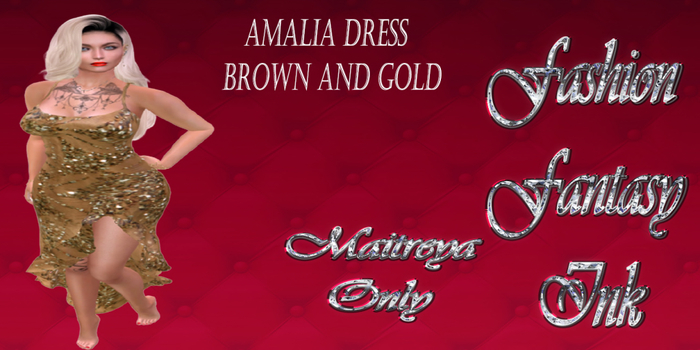 Amalia Dress Brown And Gold