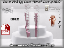 Easter Pink Egg Lace-up Fitmesh Latex Heels