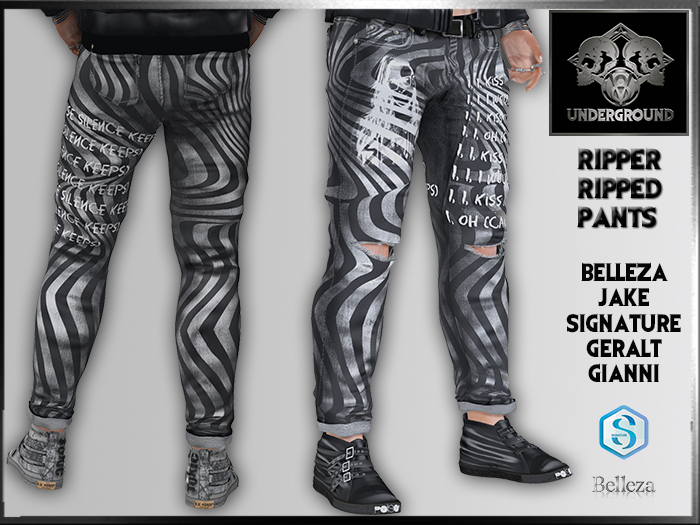 +V8-SHOP-RIPPER RIPPED-PANTS+KISS