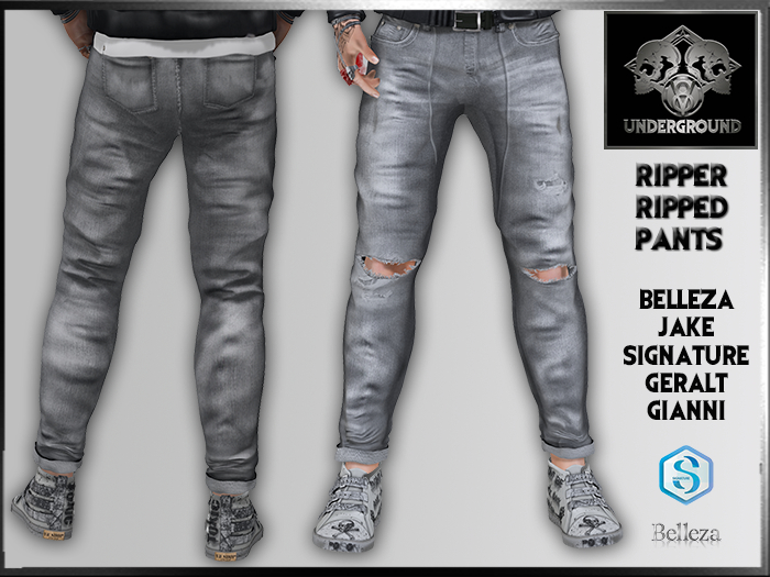 +V8-SHOP-RIPPER RIPPED-PANTS+GRAY