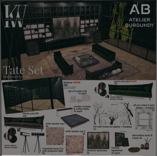 Atelier Burgundy + KraftWork Tate Set . Framed Tapestries