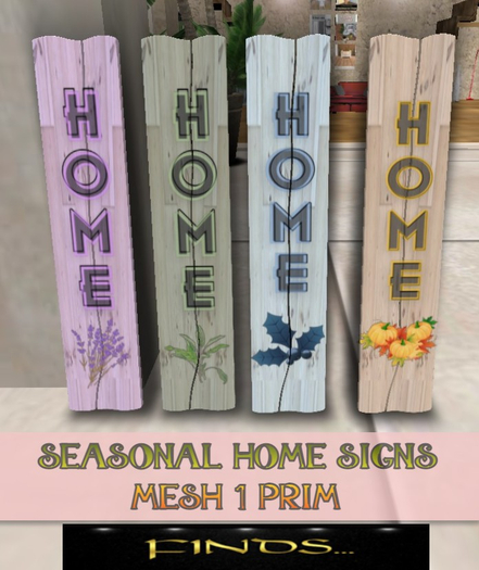FINDS Seasonal Home Signs  1 prim  *MESH*