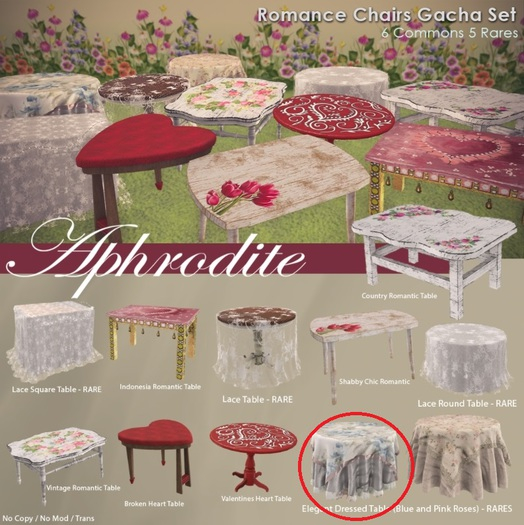 Aphrodite Elegant Dressed Table -Blue Roses- RARE