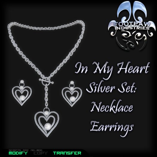 [FPI] In My Heart - Silver Toggle Necklace and Earring Set