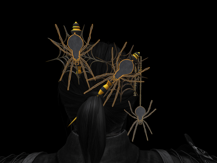 Spider Hair Pin – Gothic Web Hair Accessory – Fantasy Decor – Dark Elegance – Copy/Mod