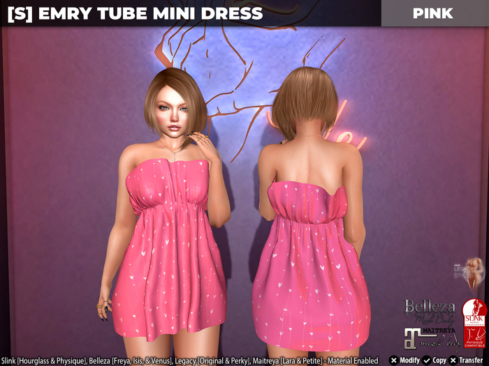 [S] Emry Tube Mini Dress Pink