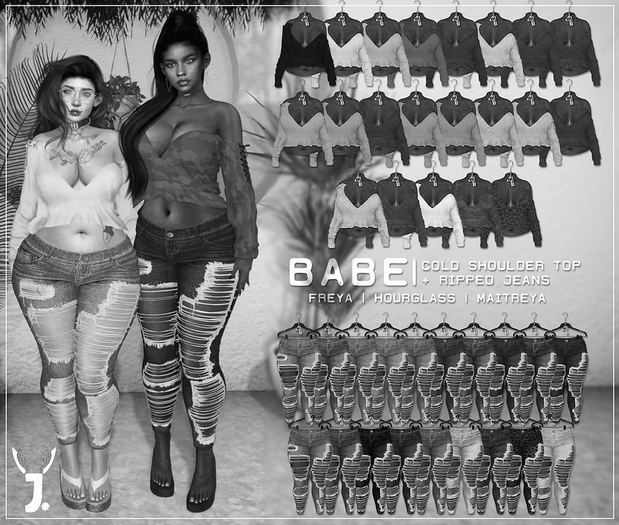 JACKALOPE ; Babe Cold Shoulder Top + Ripped Jeans ; DEMOs