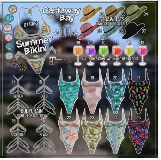 22.Loki - Castaway Bay GACHA - Nude Flowers Swimsuit - Maitreya