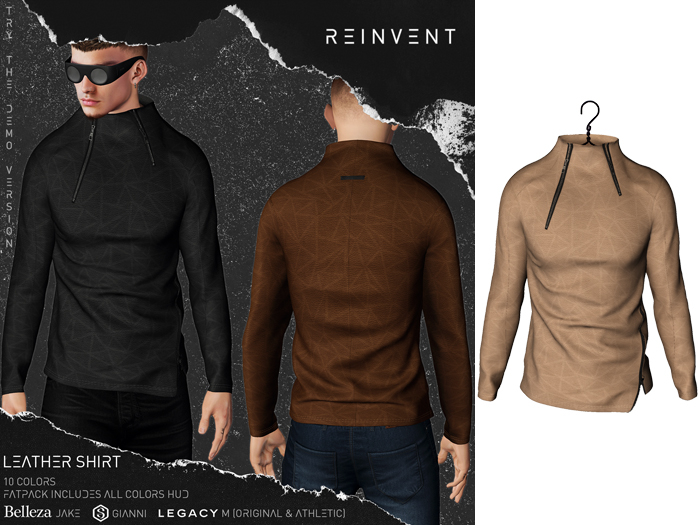 REINVENT I Leather shirt I Beige [Belleza Jake, Signature Gianni, Legacy male (original & athletic)]