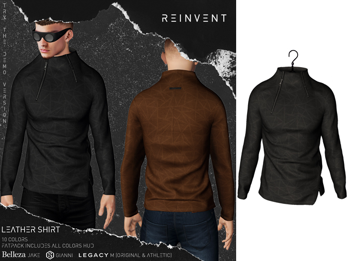 REINVENT I Leather shirt I Black [Belleza Jake, Signature Gianni, Legacy male (original & athletic)]