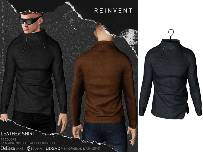 REINVENT I Leather shirt I Blue [Belleza Jake, Signature Gianni, Legacy male (original & athletic)]