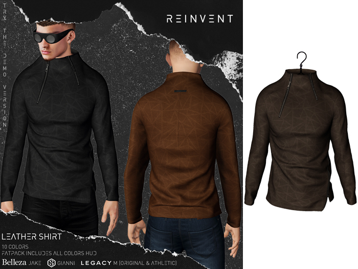 REINVENT I Leather shirt I Brown [Belleza Jake, Signature Gianni, Legacy male (original & athletic)]
