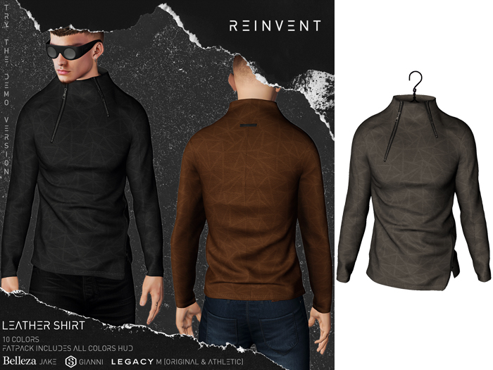 REINVENT I Leather shirt I Gray [Belleza Jake, Signature Gianni, Legacy male (original & athletic)]