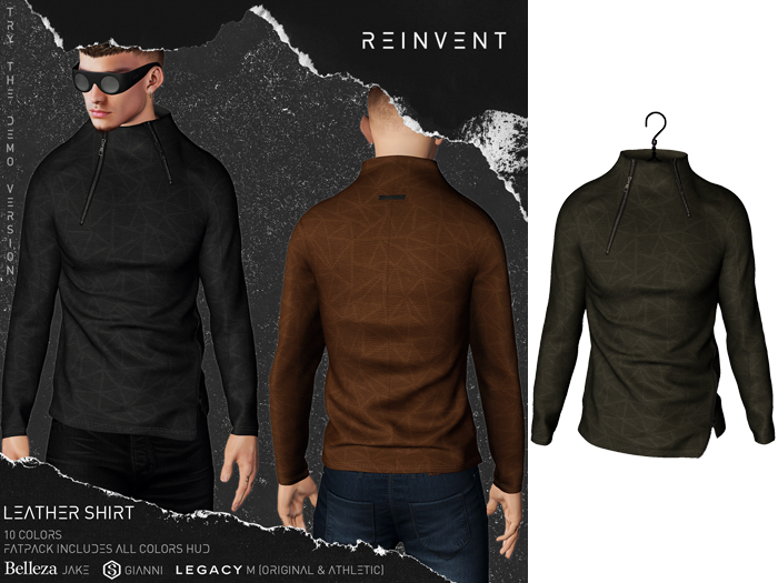 REINVENT I Leather shirt I Khaki [Belleza Jake, Signature Gianni, Legacy male (original & athletic)]