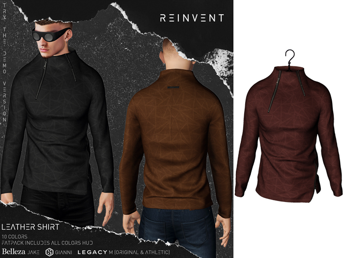 REINVENT I Leather shirt I Red [Belleza Jake, Signature Gianni, Legacy male (original & athletic)]