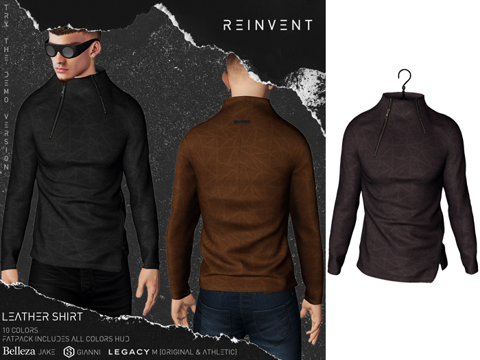 REINVENT I Leather shirt I Violet [Belleza Jake, Signature Gianni, Legacy male (original & athletic)]