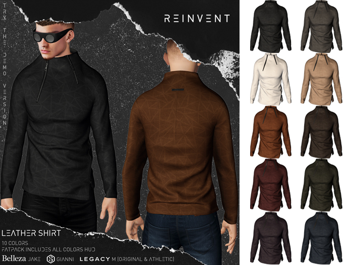 REINVENT I Leather shirt I FATPACK [Belleza Jake, Signature Gianni, Legacy male (original & athletic)]