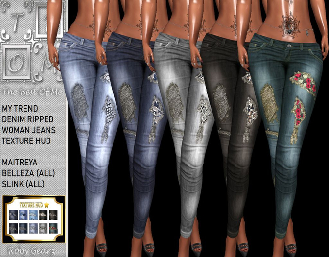 ::T.B.O.M::My Trend Denim Ripped Woman Jeans 