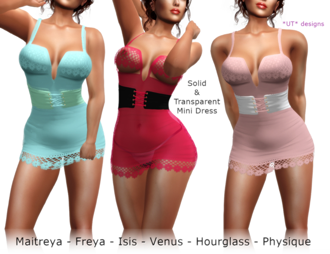 0006301 Mesh Mini Dress Solid&Transparent [Megapack]