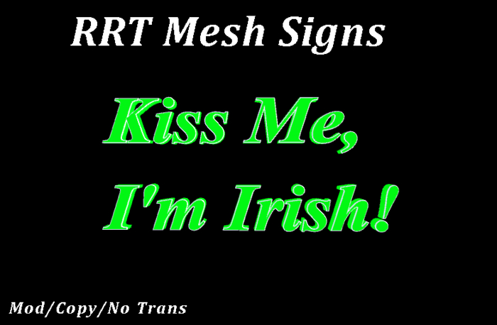 RRT Mesh Sign: Kiss Me, I'm Irish (Green/White)