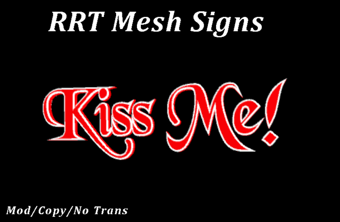 RRT Mesh Sign: Kiss Me (Red/White)