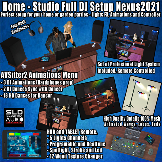 NEXUS 2021 HOME STUDIO Mesh DJ Setup + Tablet Control + Lights programmable system + Animations + 12 Wood + CDJ + Mixer 
