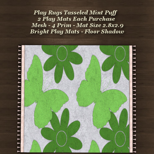 Play Rugs Tasseled Mint Puff