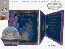 BMC3373 - BENTO - HAPPY BIRTHDAY HUSBAND CARD - TOUCH FOR A BIRTHDAY CUPCAKE.