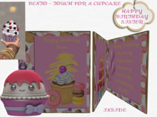 BMC3378 - BENTO -  HAPPY BIRTHDAY SISTER CARD - TOUCH FOR A CUPCAKE.