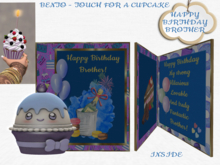 BMC3379 - BENTO -  HAPPY BIRTHDAY BROTHER CARD - TOUCH FOR A BIRTHDAY CUPCAKE.