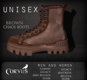 Corvus : Brown Chaos Boots Unisex