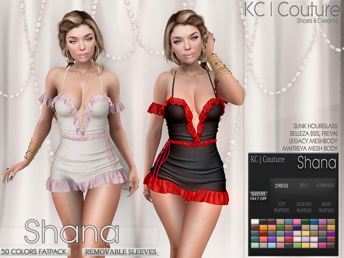 -KC- SHANA RUFFLES DRESS / MAITREYA LEGACY FREYA ISIS HOURGLASS