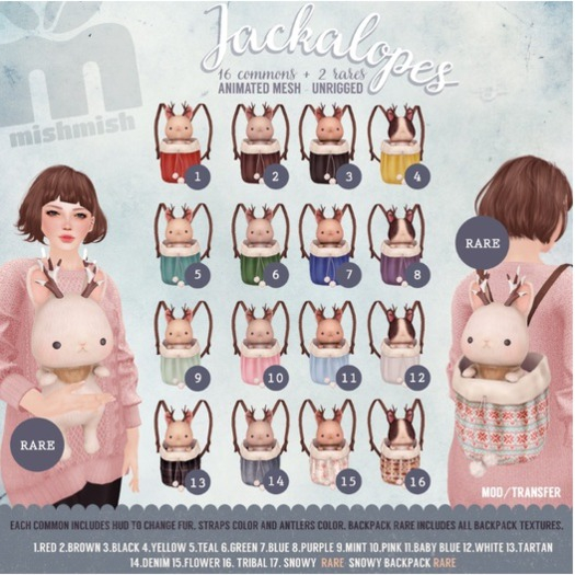*MishMish* Jackalope Backpack - Baby Blue