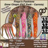 Freya's Fashions Drew Chaps (Carrots FAT Pack x 4) - inc Bakes on Mesh