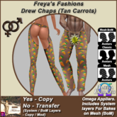 Freya's Fashions Drew Chaps (Carrots Tan) - inc Bakes on Mesh (BoM)
