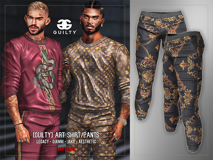 GUILTY 052 Art Pants Leaves/Black