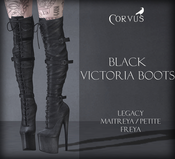 Corvus : Black Victoria Boots