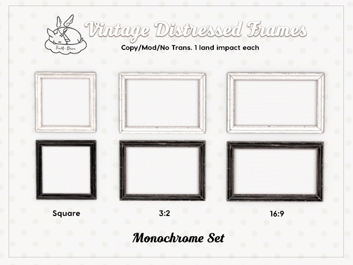 +Half-Deer+ Vintage Distressed Frame [Monochrome Set]