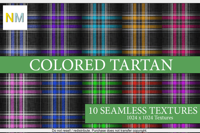 Colored Tartan Fabrics Essentials Kit 10 Seamless Textures NM