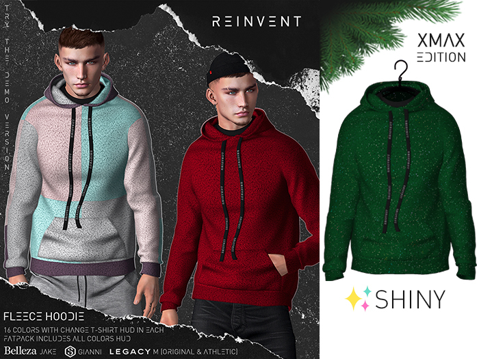 REINVENT I Fleece hoodie I Xmas Tree [Belleza Jake, Signature Gianni, Legacy male (original & athletic)]